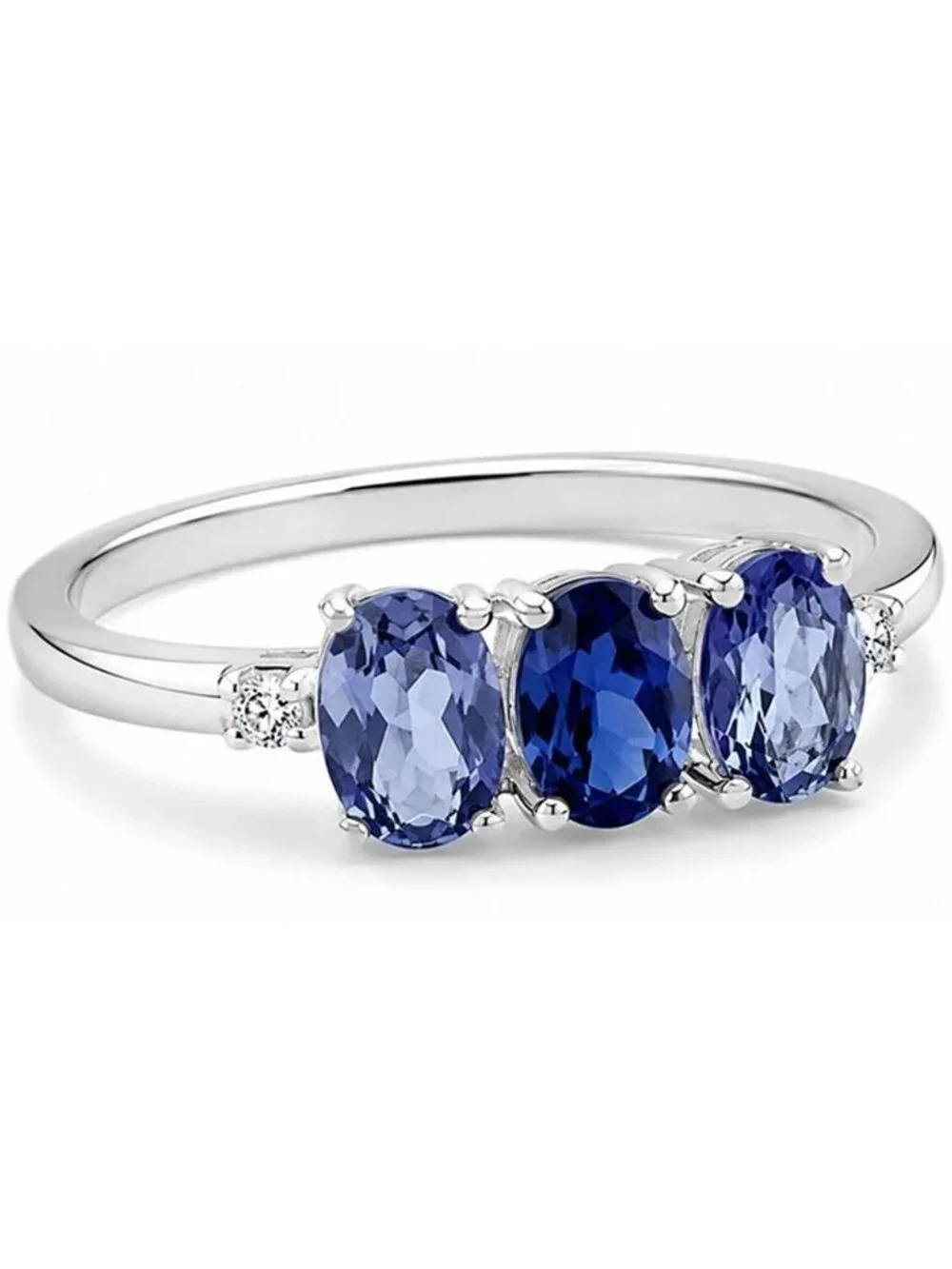 Genuine Blue Sapphire & Iolite Ring .925 Sterling Silver